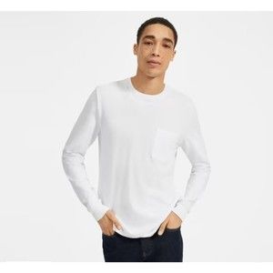 NWOT Everlane White The Organic Cotton Long Sleeve Pocket Tee Mens XS MSRP:$40